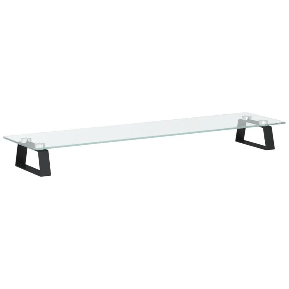 Support de moniteur table meuble bureau 80 x 20 x 8 cm verre trempé et métal noir 02_0044902 Lot de 2 chariots
