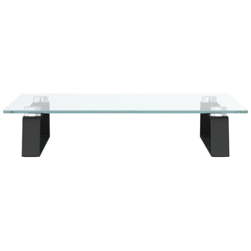 Support de moniteur table meuble bureau 40 x 35 x 8 cm verre trempé et métal noir 02_0044862 en Acier et MDF