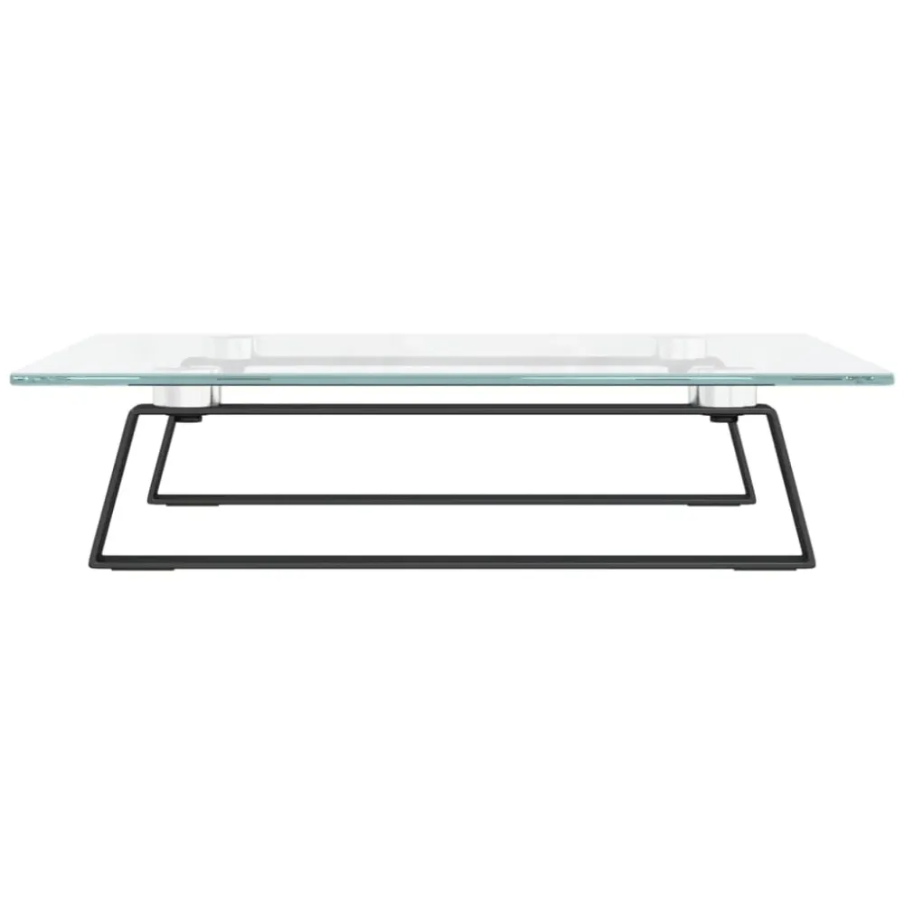 Support de moniteur table meuble bureau 40 x 35 x 8 cm verre trempé et métal noir 02_0044862 en Acier et MDF