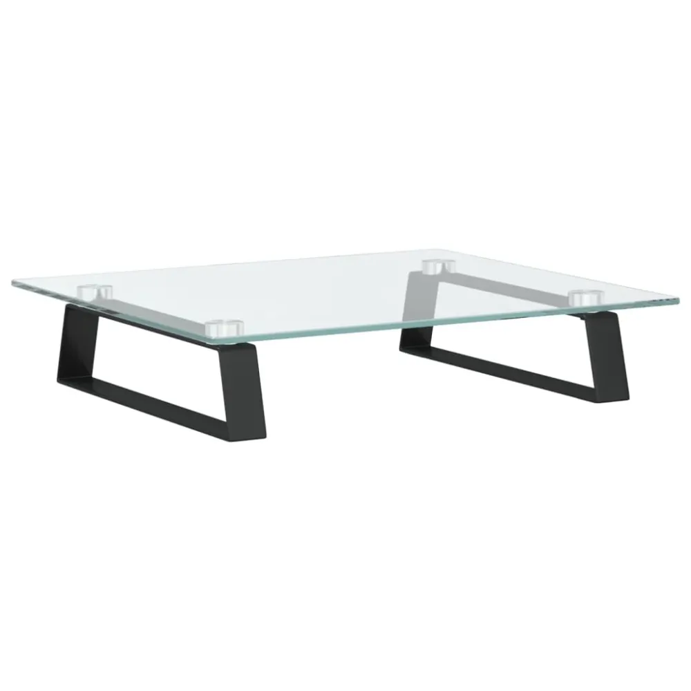 Support de moniteur table meuble bureau 40 x 35 x 8 cm verre trempé et métal noir 02_0044862 en Acier et MDF