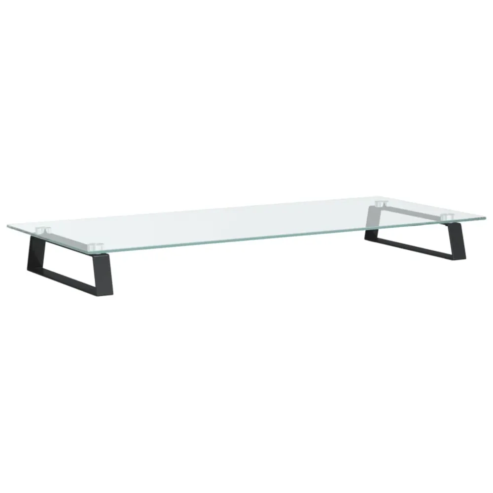 Support de moniteur table meuble bureau 80 x 35 x 8 cm verre trempé et métal noir 02_0044904 Hauteur ajustable 70-120 cm