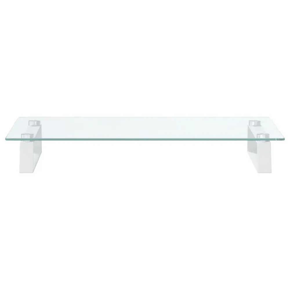 Support de moniteur table meuble bureau 60 x 35 x 8 cm verre trempé et métal blanc 02_0044898 pour équipement audiovisuel