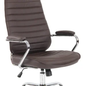 Support pour ordinateur portable Fauteuil de bureau hauteur réglable pivotant mécanisme de bascule cuir véritable marron e...