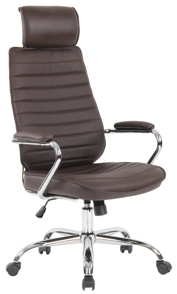 Support pour ordinateur portable Fauteuil de bureau hauteur réglable pivotant mécanisme de bascule cuir véritable marron e...