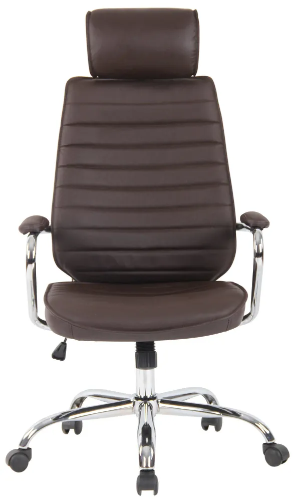 Support pour ordinateur portable Fauteuil de bureau hauteur réglable pivotant mécanisme de bascule cuir véritable marron e...