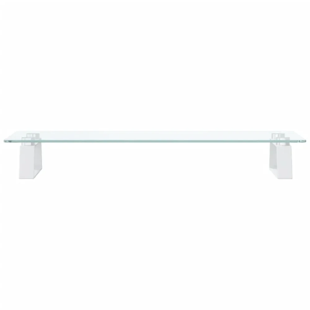 Support réglable Support de moniteur table meuble bureau 60 x 20 x 8 cm verre trempé et métal blanc 02_0044896