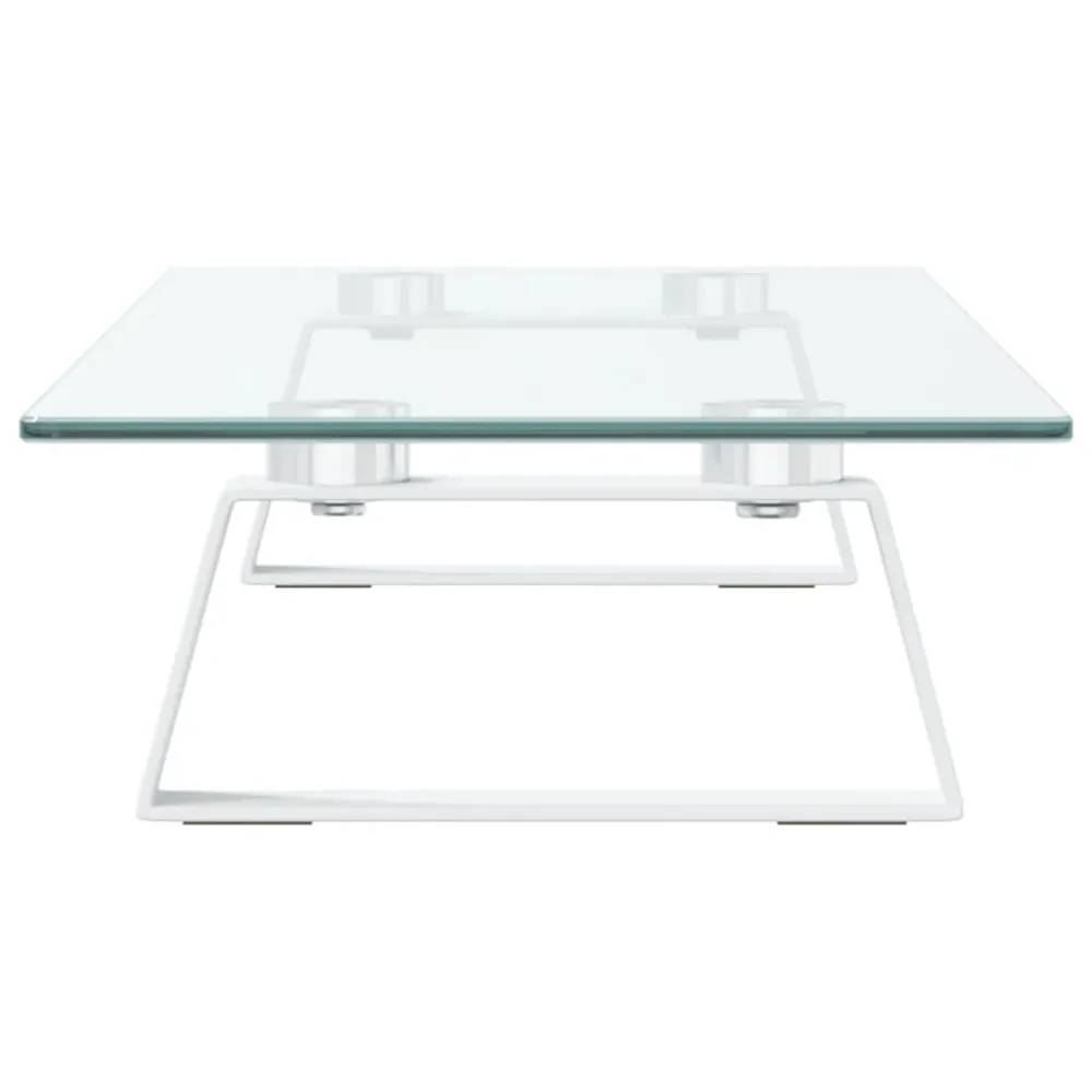 Support réglable Support de moniteur table meuble bureau 60 x 20 x 8 cm verre trempé et métal blanc 02_0044896