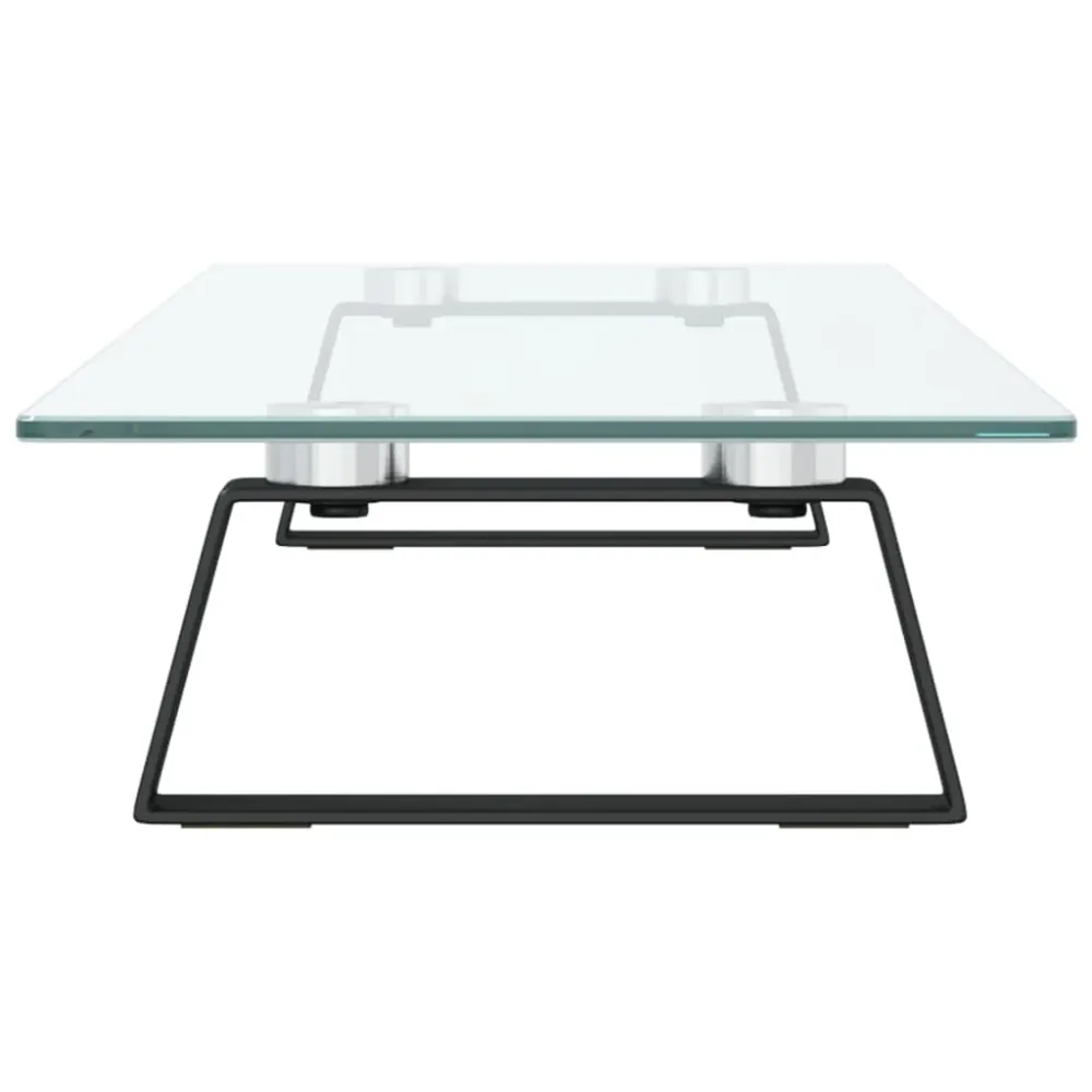 Support réglable Support de moniteur table meuble bureau 80 x 20 x 8 cm verre trempé et métal noir 02_0044902