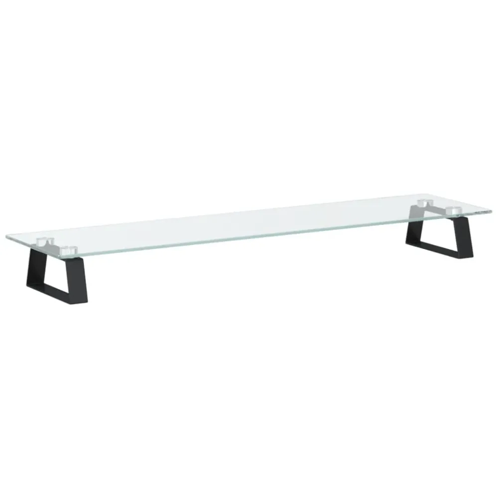 Support réglable Support de moniteur table meuble bureau 80 x 20 x 8 cm verre trempé et métal noir 02_0044902