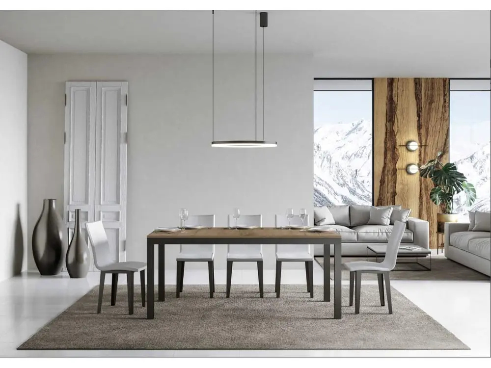 Support réglable Table à manger extensible Karry evolution-Couleur Naturel-Pied et support sur roulettes-Largeur extensibl...