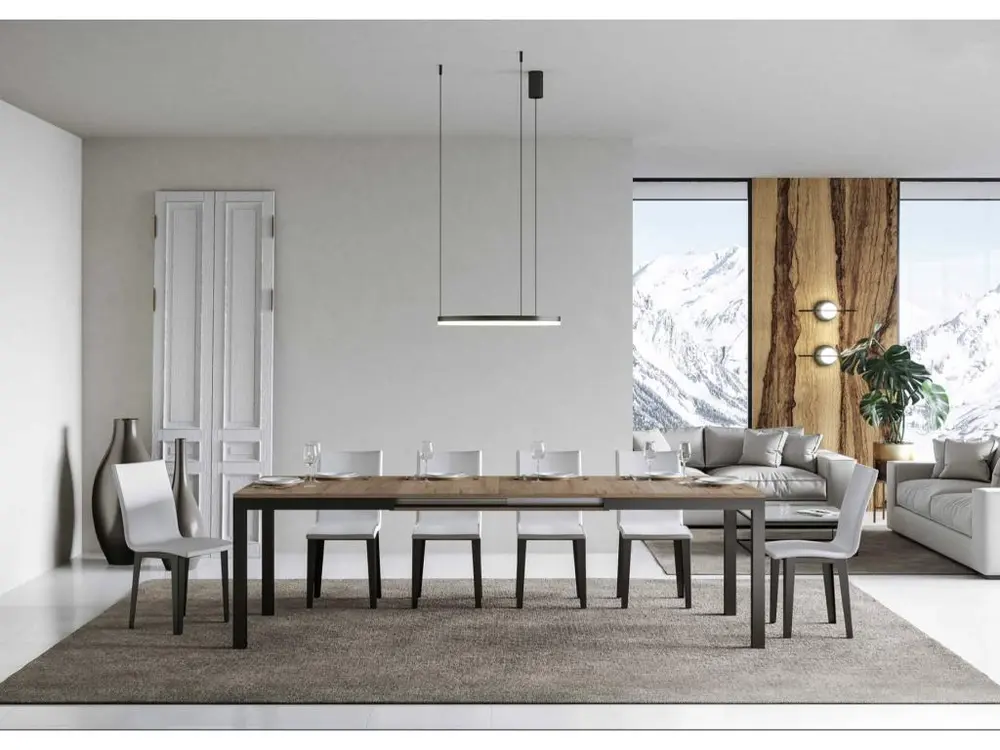 Support réglable Table à manger extensible Karry evolution-Couleur Naturel-Pied et support sur roulettes-Largeur extensibl...