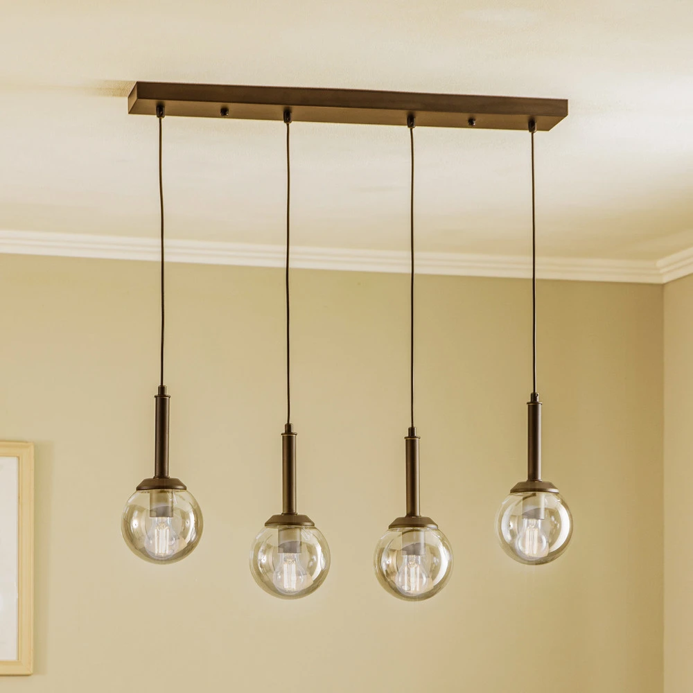 Suspension AV-7002-1781-4Y-BSY à 4 lampes allongée | Assemblage Rapide