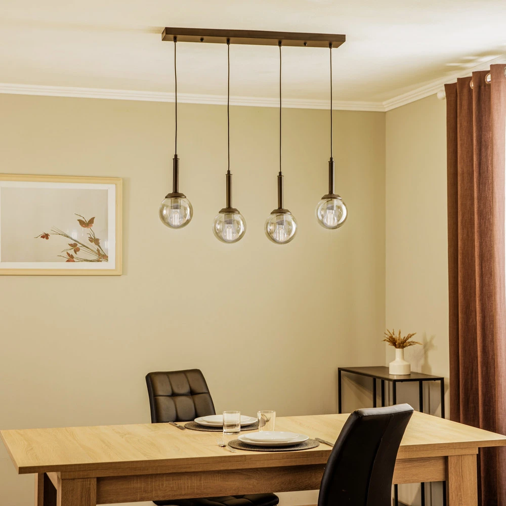 Suspension AV-7002-1781-4Y-BSY à 4 lampes allongée | Assemblage Rapide