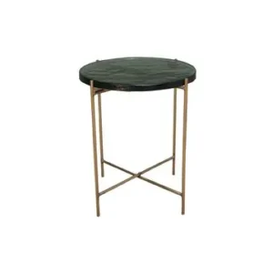 Table d'appoint Courlon en verre Chehoma - Médaillon translucide avec freins de roue