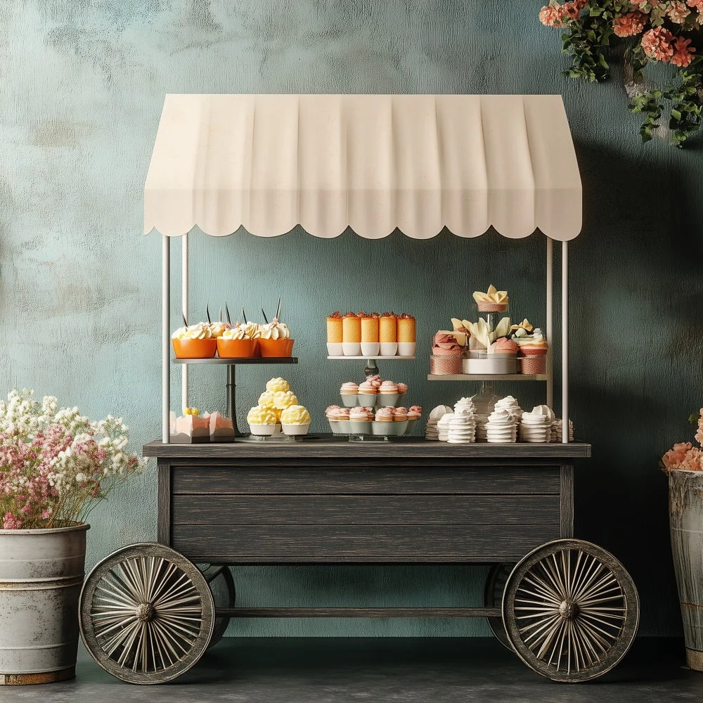 Toile de fond Fête des Mères Chariot Floral Rustique GQ2-190 avec Roulettes Bloquantes