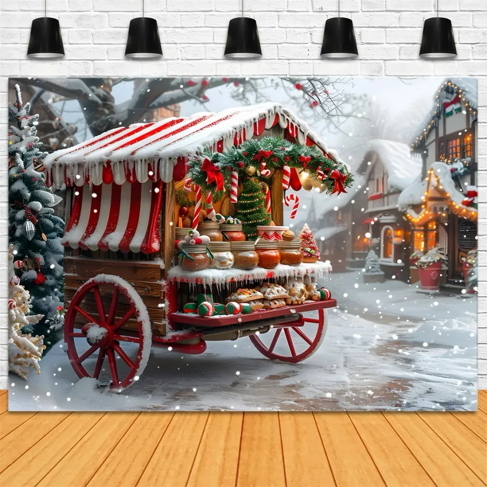 Toile de fond de Noël Charrette de Sucreries et Délices RR7-622