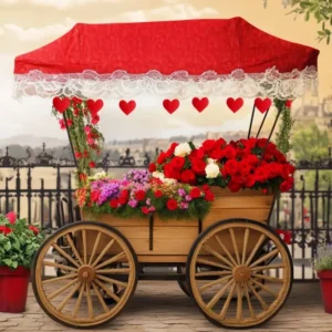 Toile de fond Paris Chariot Fleurs Romantique Photos LXX59-42