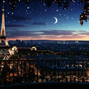 Toile de fond Tour Eiffel Nuit Étoilée Romantique Paris CSH58-12