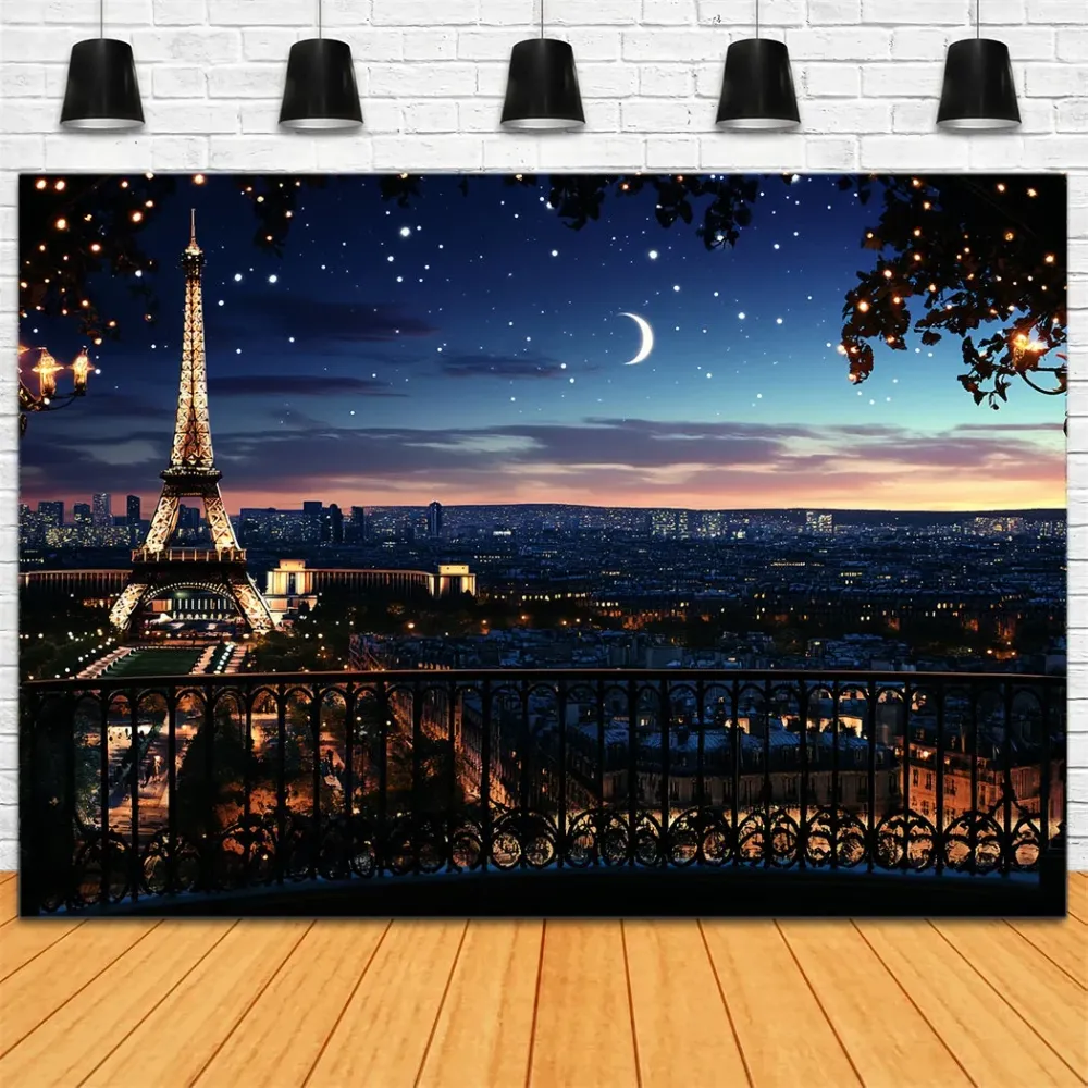 Toile de fond Tour Eiffel Nuit Étoilée Romantique Paris CSH58-12