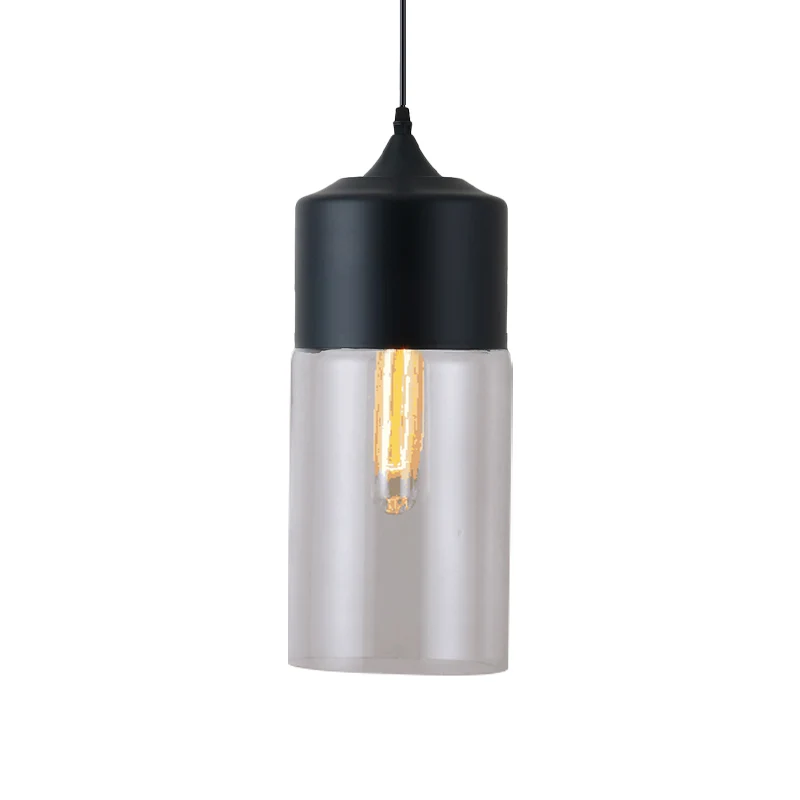 1-Licht-Restaurant-Downlight-moderne schwarze Pendelleuchte mit Glasschirm aus klarem Glas avec tablette inclinable