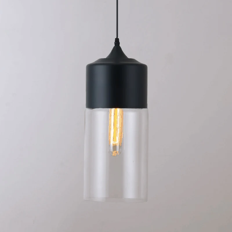 1-Licht-Restaurant-Downlight-moderne schwarze Pendelleuchte mit Glasschirm aus klarem Glas avec Roulettes Bloquantes