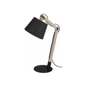 Lampe de bureau articulé bois Noir,naturel 68 cm. en Acier et MDF