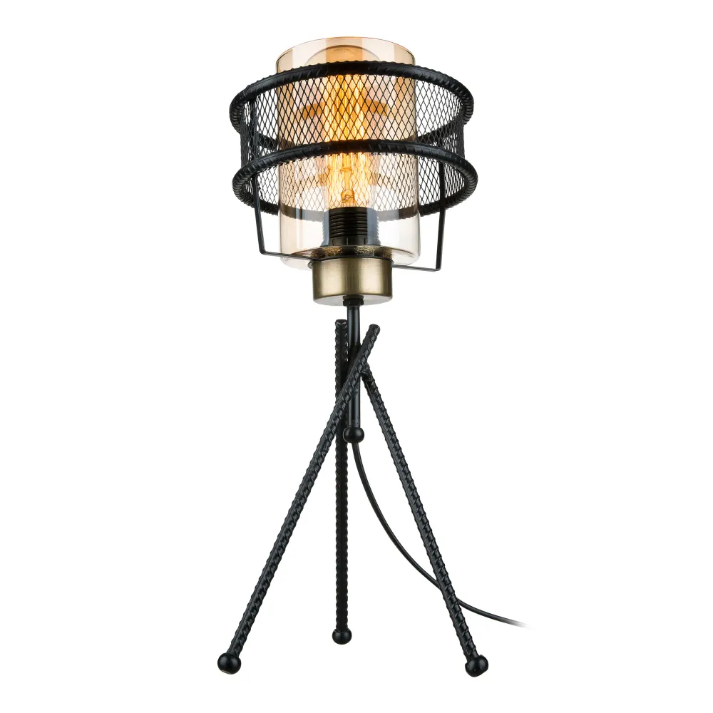 Lampe de bureau en métal et verre 41,5 cm E27 noir 03_0007358 avec Roulettes Bloquantes