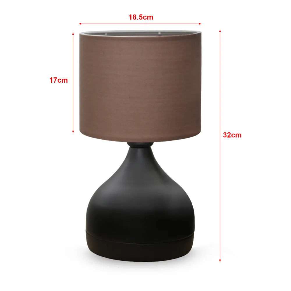 Lampe de bureau shoreham E27 hauteur 32 cm noir / marron 03_0007401 avec freins de roue