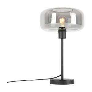Lampe de table art déco noire avec verre fumé - Bizle pour salles de classe