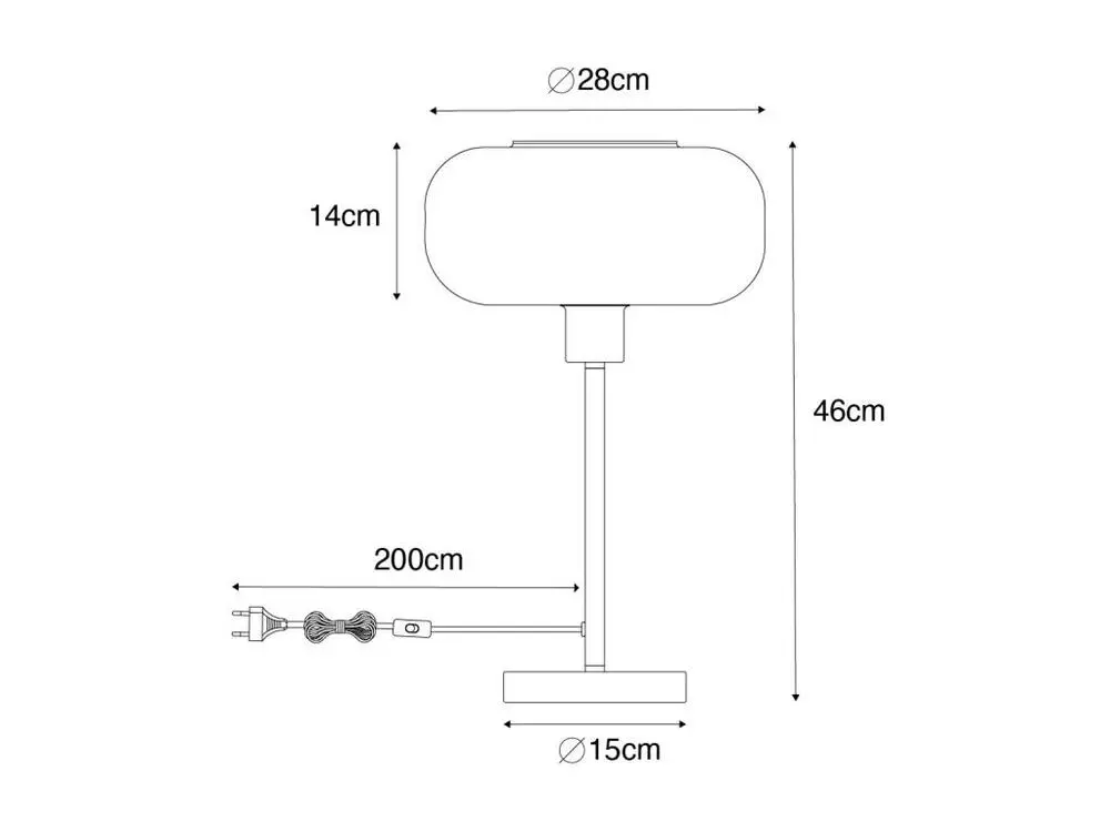 Lampe de table art déco noire avec verre fumé - Bizle pour salles de classe