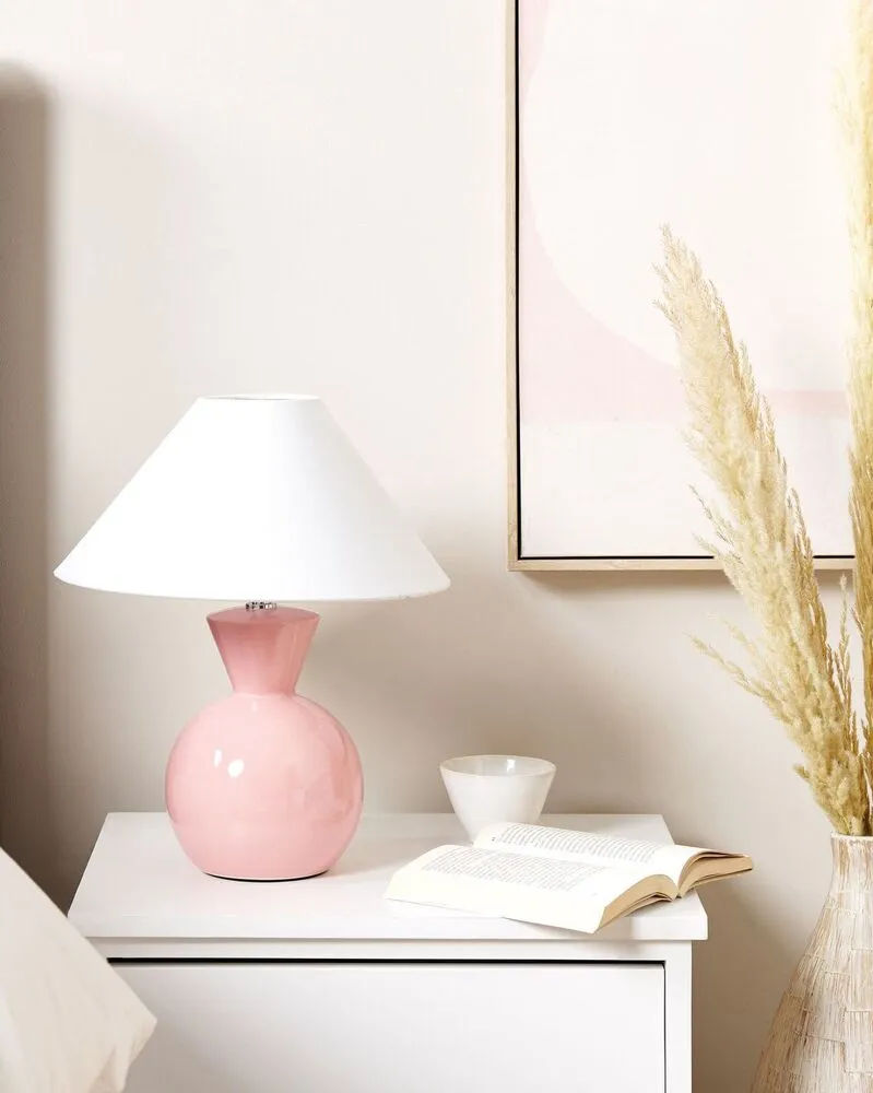 Tafellamp keramiek roze FERRY avec tablette inclinable