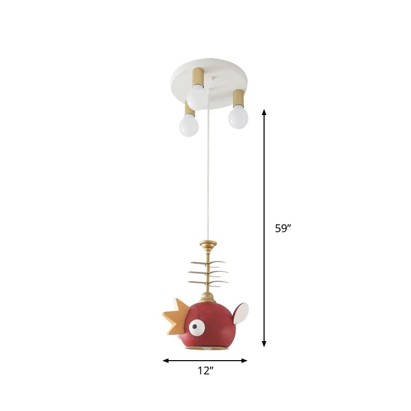 Bureau Ergonomique Modernes Cartoon-Cyprinoid-Schatten-Gold-Hängelampen-Set, 1/4 Lichter, Pendelbeleuchtung Rot