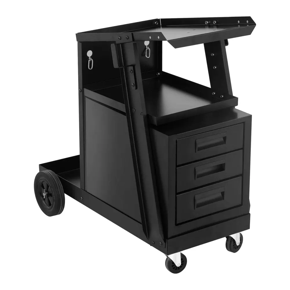 Certifié NF EN 1335 Chariot poste à souder avec 3 compartiments 75 kg noir 14_0006824