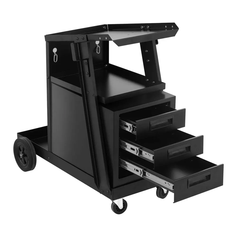Certifié NF EN 1335 Chariot poste à souder avec 3 compartiments 75 kg noir 14_0006824