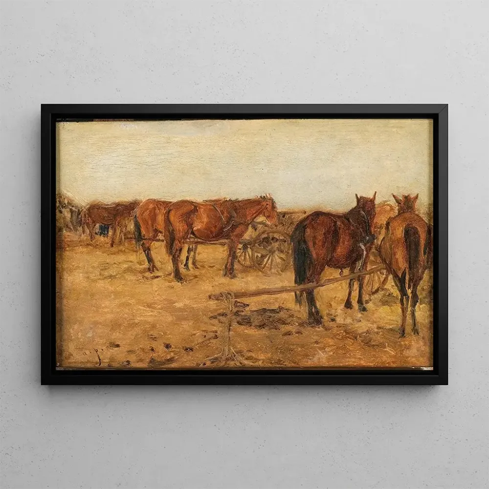 Certifié NF EN 1335 Tableau Une calèche avec des chevaux - August von Pettenkofen | Reproduction