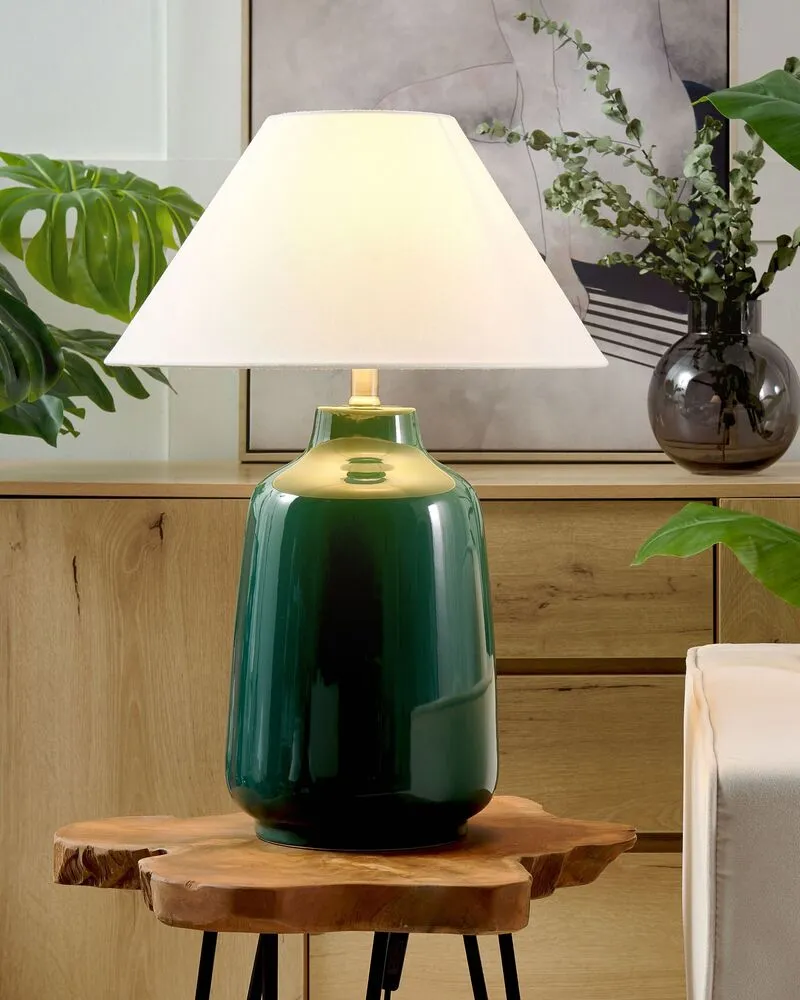 Lampe à poser en céramique verte 57 cm CARETA avec Roulettes Bloquantes