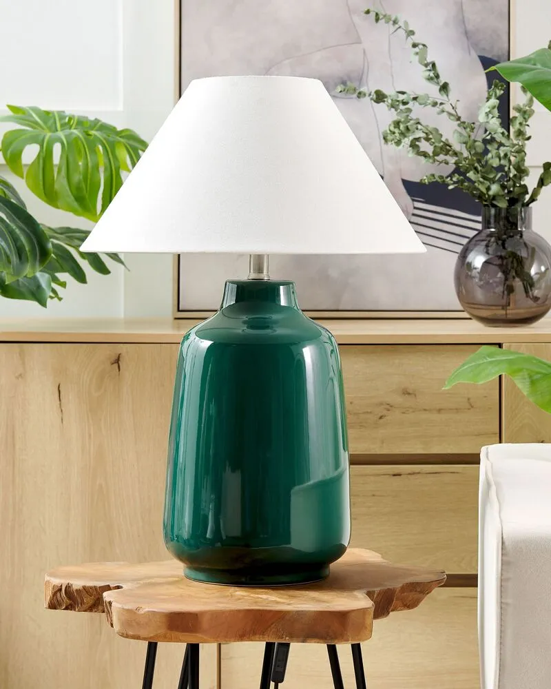 Lampe à poser en céramique verte 57 cm CARETA avec Roulettes Bloquantes