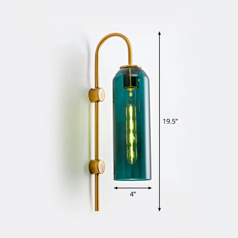 Längliche Kuppel-Wandleuchte, postmoderne 1-Licht-Korridor-Wandleuchte aus Glas mit Schwanenhalsarm avec surface antidérap...