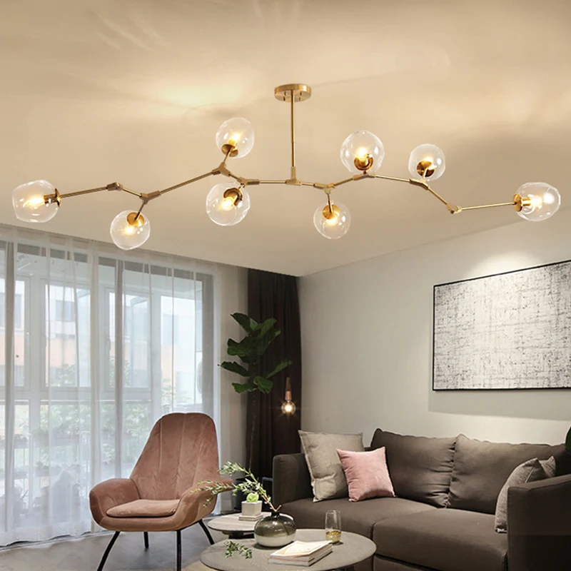 Postmoderne Hängeleuchte aus Metall mit klarem Glasschirm, Hängeleuchte Doré für Schlafzimmer