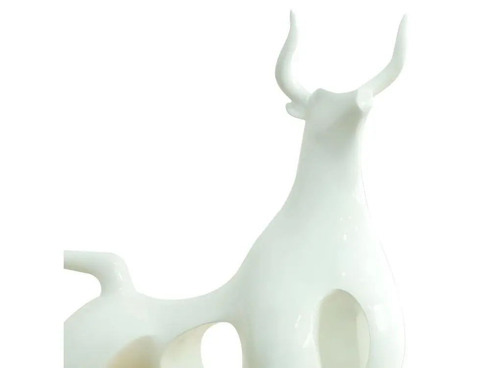 Statue taureau minimaliste en résine blanche laquée H50 cm - VALIENTE