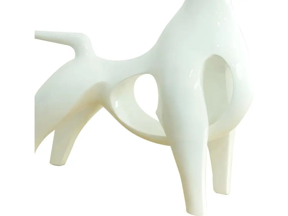 Statue taureau minimaliste en résine blanche laquée H50 cm - VALIENTE