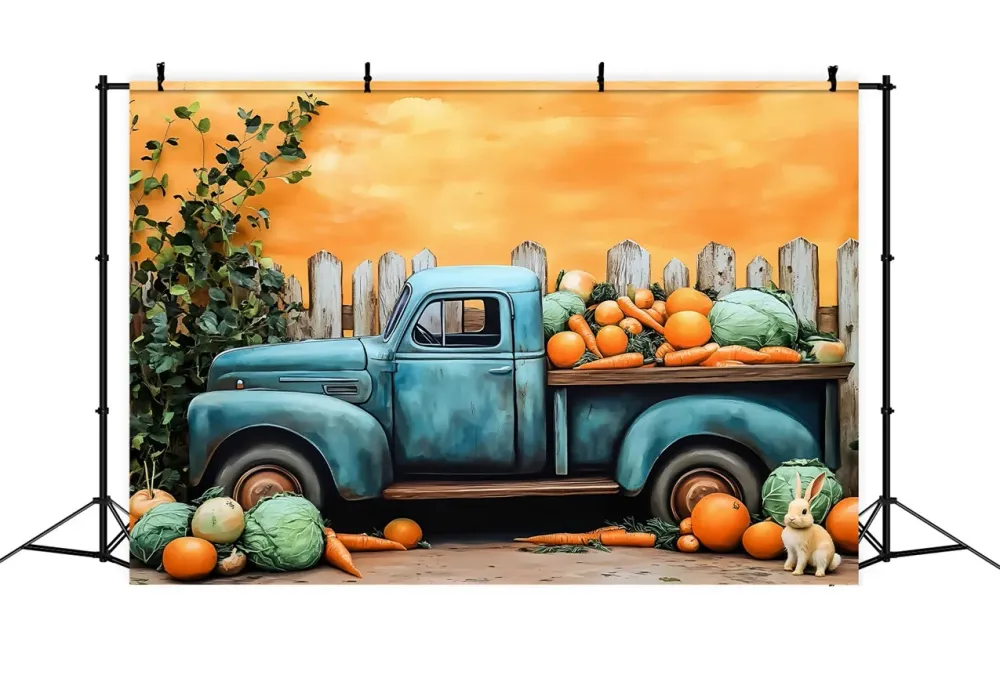 Support pour ordinateur portable Toile de fond Pâques Camion Lapin Chou Carottes BRP1-256