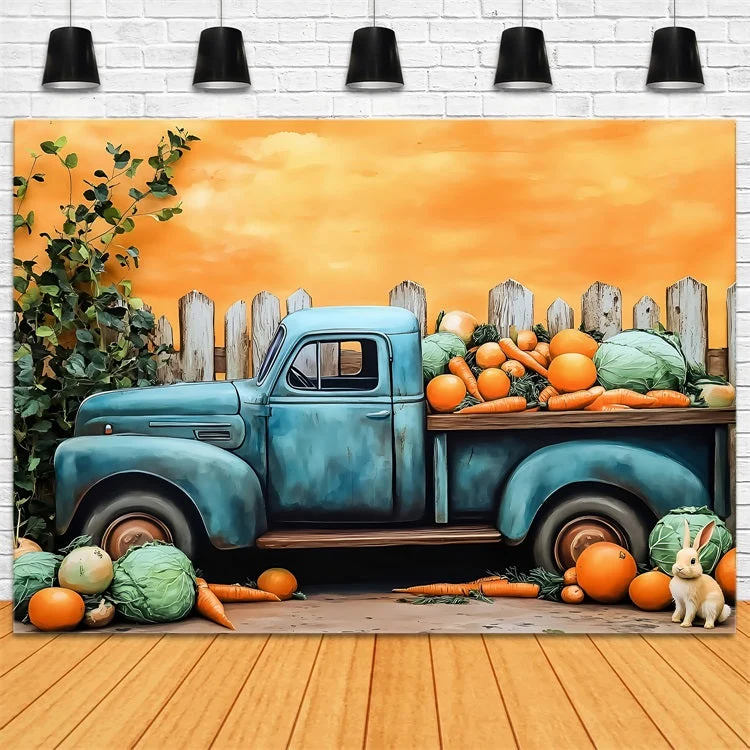 Support pour ordinateur portable Toile de fond Pâques Camion Lapin Chou Carottes BRP1-256