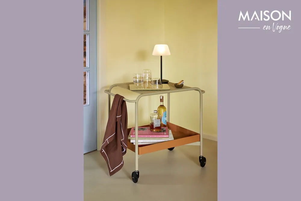 Bureau Ergonomique Chariot en métal blanc Push Hübsch - 66cm
