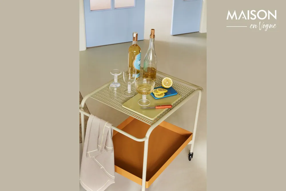 Bureau Ergonomique Chariot en métal blanc Push Hübsch - 66cm