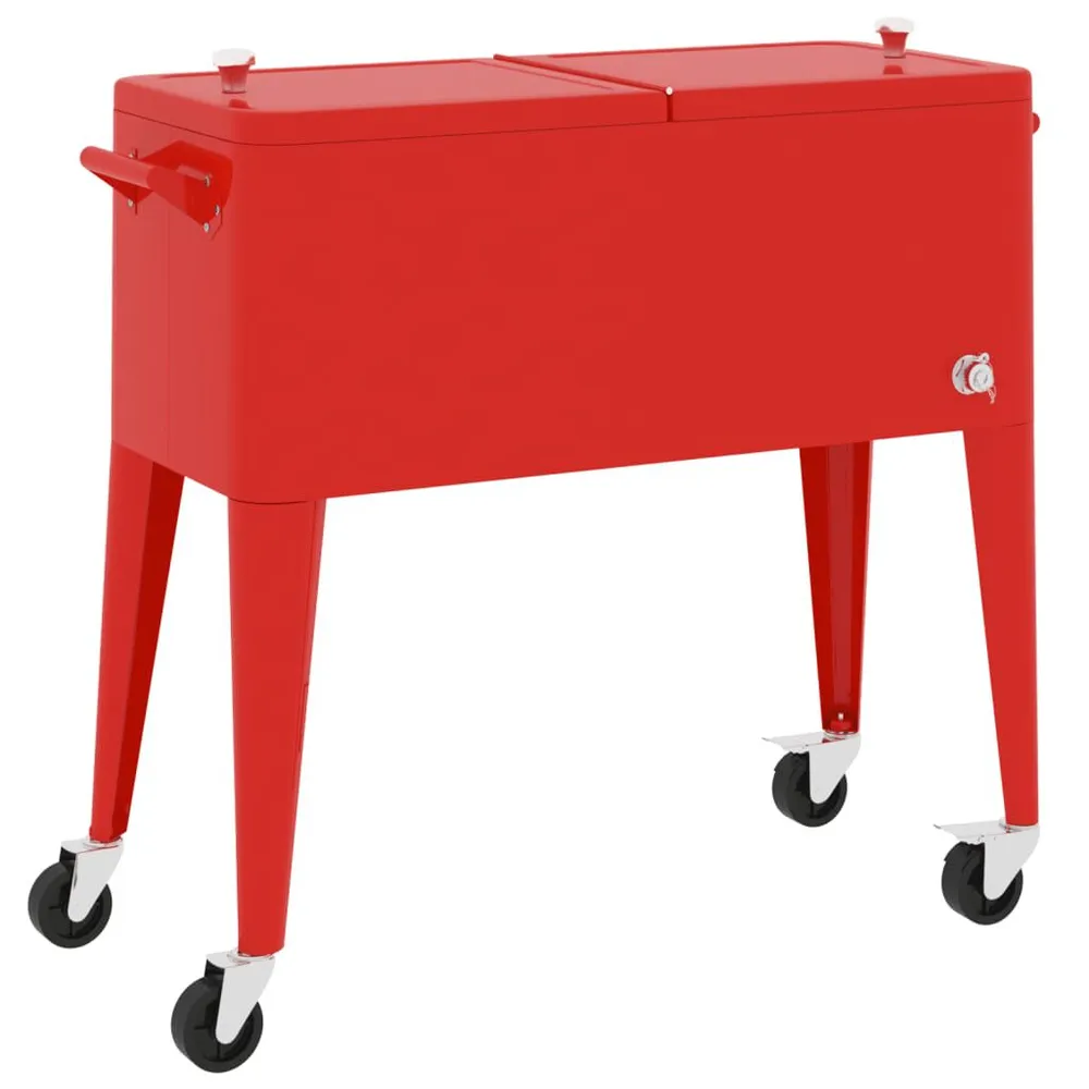 Chariot à roulettes pour glacières rouge 92x43x89 cm avec freins de roue