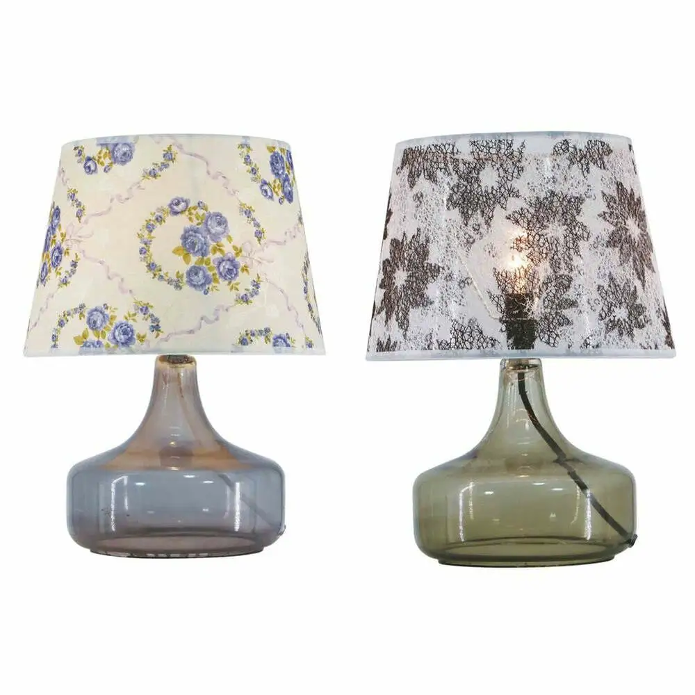 Desk lamp DKD Home Decor Crystal Tissu synthétique Flowers (28 x 28 x 38 cm) (