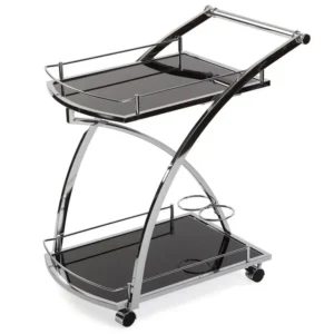 Driana Chariot pour la cuisine ou la salle à manger, Chariot rangement, 73 x 46 x 66 cm,Verre et métal, Noir Facile à dépl...