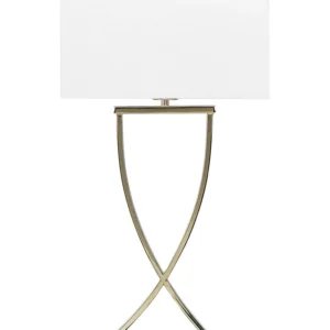 Lampe à poser dorée et blanche YASUNI avec freins de roue