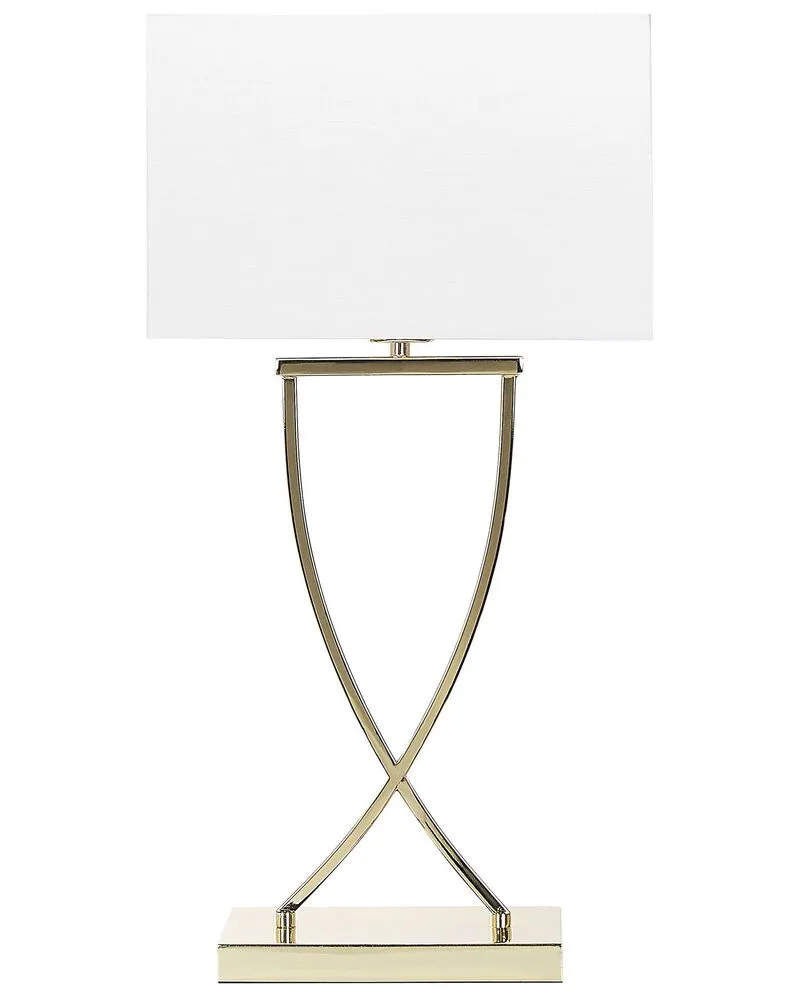 Lampe à poser dorée et blanche YASUNI avec freins de roue